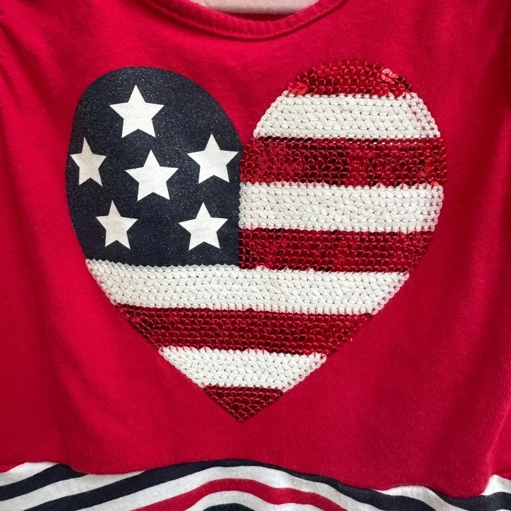 The Children's Place 4T Girls Patriotic Heart Sequin 4th of July Patriotic Dress